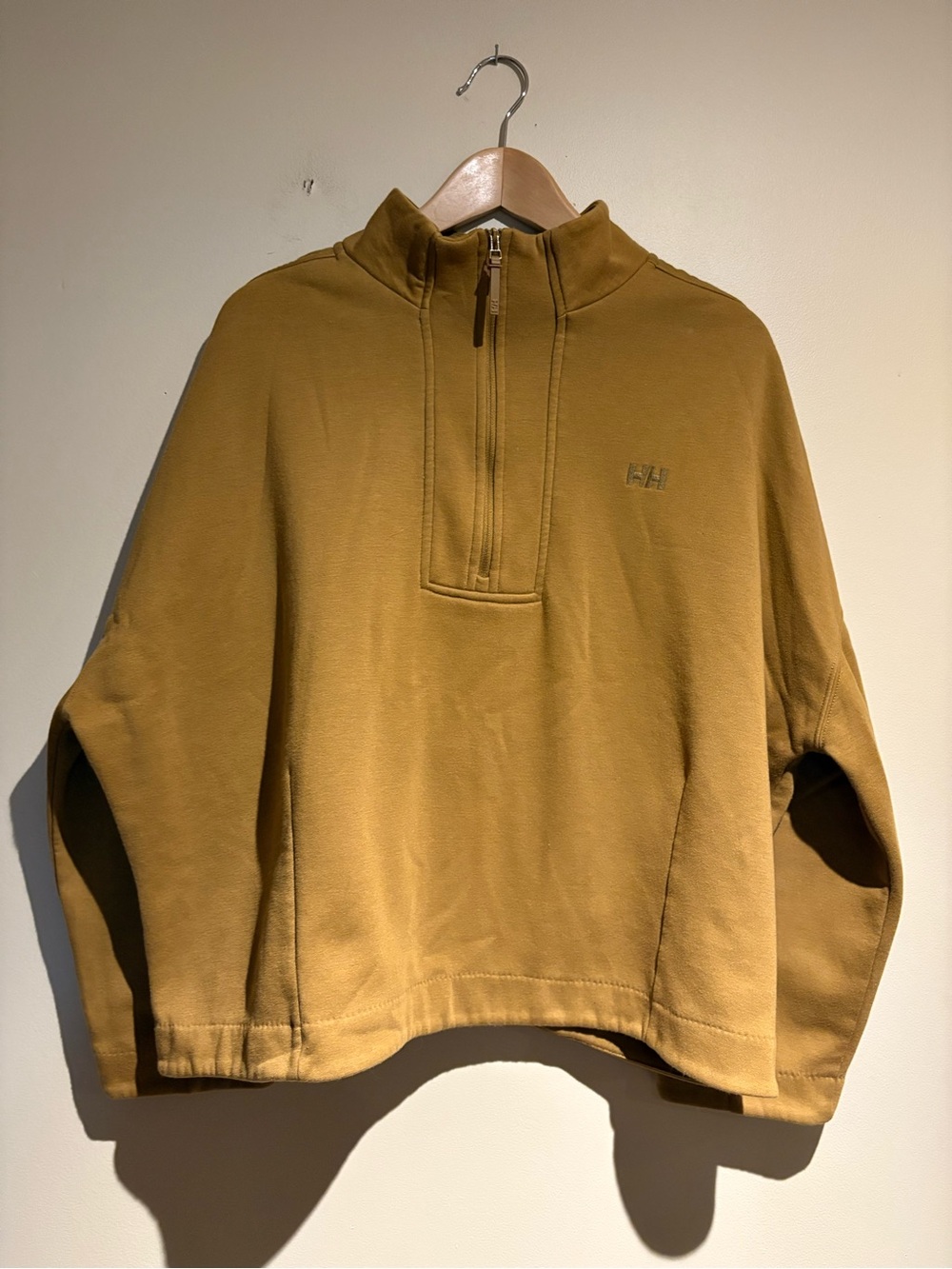 Helly Hansen Quarter Zip Pullover Sweater Sz 2XL Mustard Yellow Washwear/Piling